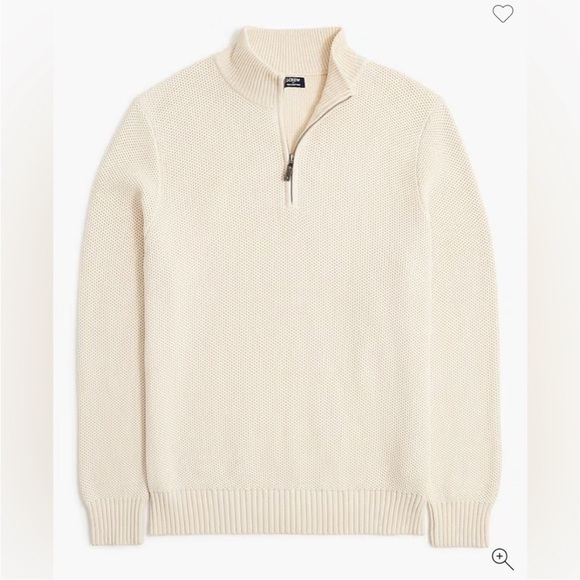 J. Crew Factory Cotton honeycomb knit half-zip in natural NEW CA561 $128 small - Picture 4 of 11